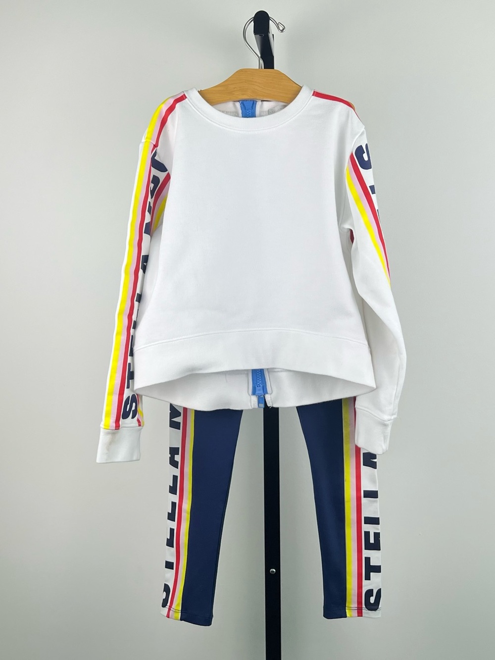 Stella McCartney Kids Girls Activewear Set, Sweater, Leggings, Top, White & Navy